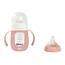 Load image into Gallery viewer, Beaba Glass Bottle with Silicone Protective Sleeve 210ml - Vintage Pink