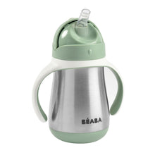 Load image into Gallery viewer, Beaba Stainless Steel Straw Cup 250ml - Sage Green
