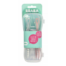 Load image into Gallery viewer, Beaba 1st Stage Silicone Spoon & Case 2 Pack - Light Mist/Old Pink