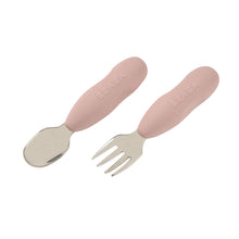 Load image into Gallery viewer, Beaba Fork &amp; Spoon Stainless Steel Pre-Cutlery - Cotton Candy
