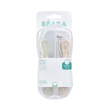 Load image into Gallery viewer, Beaba 2nd Stage Silicone Spoons &amp; Case 2 Pack - Clay/Misty Green
