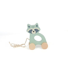 Load image into Gallery viewer, Bubble Wooden Raccoon Pull Along Toy
